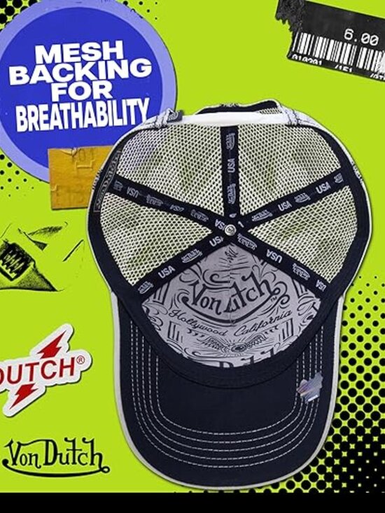 Von Dutch Unisex Trucker Hat - Curved Bill Mesh Back Retro Classic Colorblock main image 5